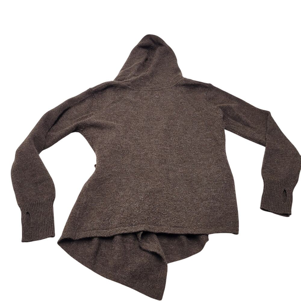 Betabrand brown wool alpaca wrap hooded sweater asymmetrical lagenlook - Picture 3 of 9